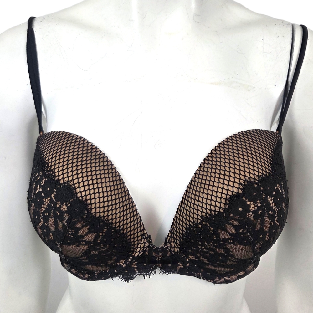 Victorias Secret Very Sexy Multi-Way Push Up Bra 34DD Convertible Black Lace